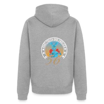 56. Geburtstag - Unisex Premium Bio Zip Hoodie - Grau meliert - Hinten - Nico (187cm)