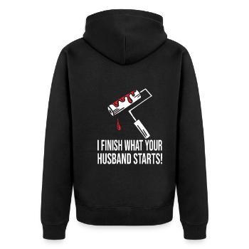 Maler - Unisex Premium Bio Zip Hoodie - Schwarz - Hinten - Nico (187cm)
