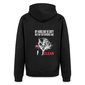 Maler - Unisex Premium Bio Zip Hoodie - Schwarz - Hinten - Nico (187cm)