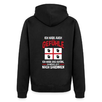 Sarde Sardische Flagge Sardegna Sardinien - Unisex Premium Bio Zip Hoodie - Schwarz - Hinten - Nico (187cm)