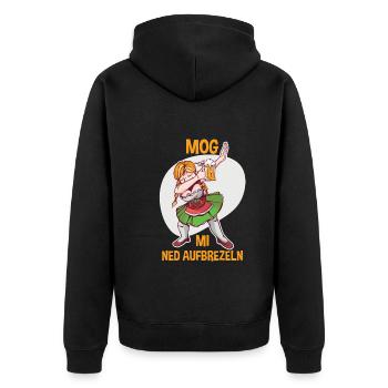 Trachten München Dirndl - Unisex Premium Bio Zip Hoodie - Schwarz - Hinten - Nico (187cm)