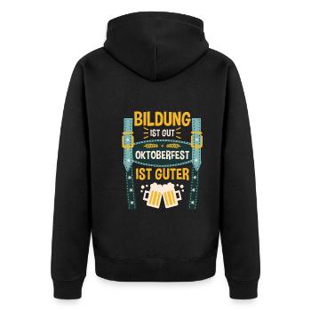 Trachten Lederhosen München - Unisex Premium Bio Zip Hoodie - Schwarz - Hinten - Nico (187cm)
