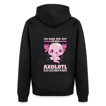 Axolotl - Unisex Premium Bio Zip Hoodie - Schwarz - Hinten - Nico (187cm)
