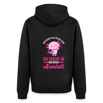 Axolotl - Unisex Premium Bio Zip Hoodie - Schwarz - Hinten - Nico (187cm)