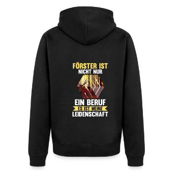 Waldarbeiter Holzfäller Waldarbeit Förster - Unisex Premium Bio Zip Hoodie - Schwarz - Hinten - Nico (187cm)