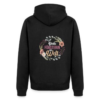 Waldarbeiter Holzfäller Waldarbeit Förster - Unisex Premium Bio Zip Hoodie - Schwarz - Hinten - Nico (187cm)
