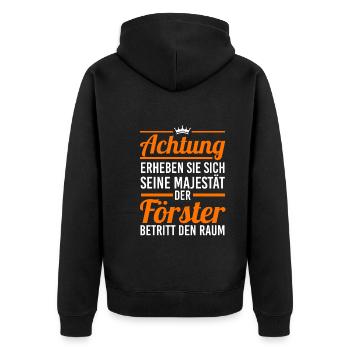 Waldarbeiter Holzfäller Waldarbeit Förster - Unisex Premium Bio Zip Hoodie - Schwarz - Hinten - Nico (187cm)