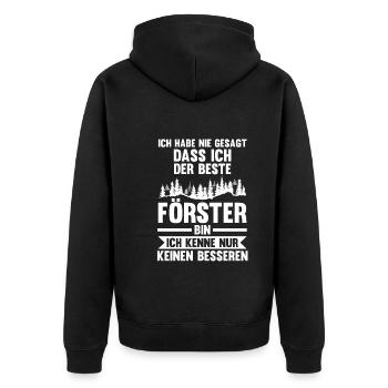 Waldarbeiter Holzfäller Waldarbeit Förster - Unisex Premium Bio Zip Hoodie - Schwarz - Hinten - Nico (187cm)