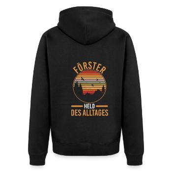 Waldarbeiter Holzfäller Waldarbeit Förster - Unisex Premium Bio Zip Hoodie - Schwarz - Hinten - Nico (187cm)