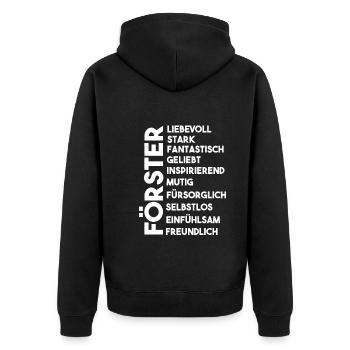 Waldarbeiter Holzfäller Waldarbeit Förster - Unisex Premium Bio Zip Hoodie - Schwarz - Hinten - Nico (187cm)