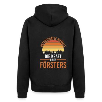 Waldarbeiter Holzfäller Waldarbeit Förster - Unisex Premium Bio Zip Hoodie - Schwarz - Hinten - Nico (187cm)