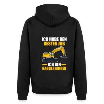 Baggerfahrer Maschinenführer Tiefbauer Bagger - Unisex Premium Bio Zip Hoodie - Schwarz - Hinten - Nico (187cm)