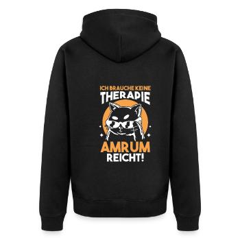 Nordsee Amrum - Unisex Premium Bio Zip Hoodie - Schwarz - Hinten - Nico (187cm)
