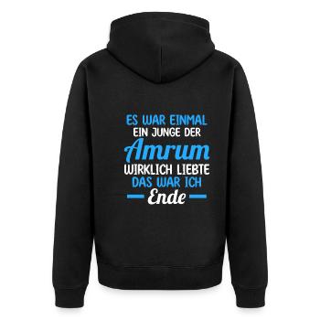 Nordsee Amrum - Unisex Premium Bio Zip Hoodie - Schwarz - Hinten - Nico (187cm)