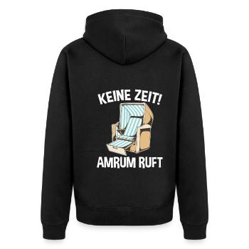 Nordsee Amrum - Unisex Premium Bio Zip Hoodie - Schwarz - Hinten - Nico (187cm)