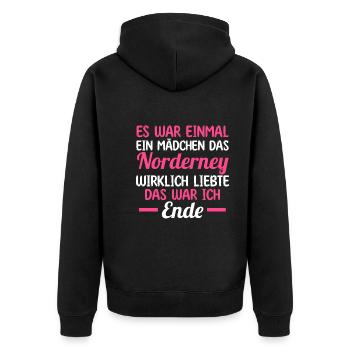 Nordsee Norderney - Unisex Premium Bio Zip Hoodie - Schwarz - Hinten - Nico (187cm)