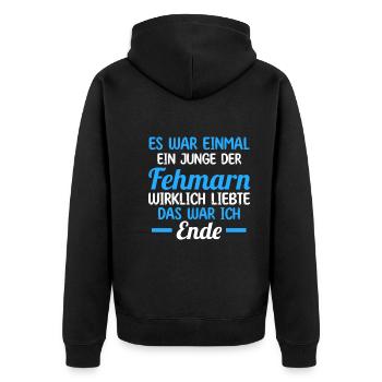 Ostsee Fehmarn - Unisex Premium Bio Zip Hoodie - Schwarz - Hinten - Nico (187cm)