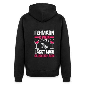 Ostsee Wein Fehmarn - Unisex Premium Bio Zip Hoodie - Schwarz - Hinten - Nico (187cm)