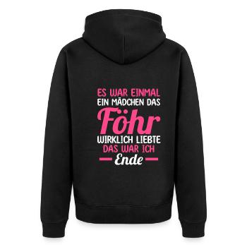 Nordsee Föhr - Unisex Premium Bio Zip Hoodie - Schwarz - Hinten - Nico (187cm)