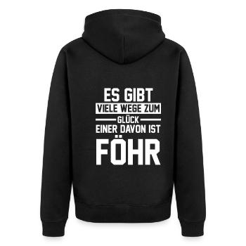 Nordsee Föhr - Unisex Premium Bio Zip Hoodie - Schwarz - Hinten - Nico (187cm)