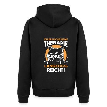 Nordsee Langeoog - Unisex Premium Bio Zip Hoodie - Schwarz - Hinten - Nico (187cm)