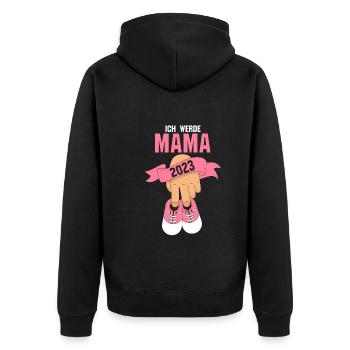 Mutter 2023 Schwanger Werdende Mama - Unisex Premium Bio Zip Hoodie - Schwarz - Hinten - Nico (187cm)