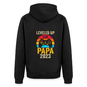 Vater 2023 Schwanger Gamer Zocker Gaming Papa - Unisex Premium Bio Zip Hoodie - Schwarz - Hinten - Nico (187cm)