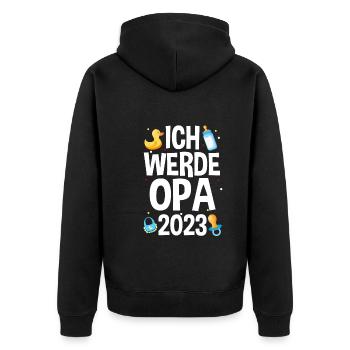 Großvater 2023 Schwanger Werdender Opa - Unisex Premium Bio Zip Hoodie - Schwarz - Hinten - Nico (187cm)