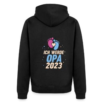 Großvater 2023 Schwanger Werdender Opa - Unisex Premium Bio Zip Hoodie - Schwarz - Hinten - Nico (187cm)
