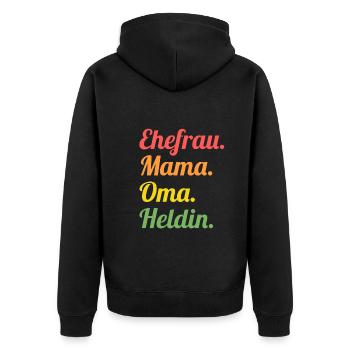 Großmutter Großmama Omi Oma - Unisex Premium Bio Zip Hoodie - Schwarz - Hinten - Nico (187cm)