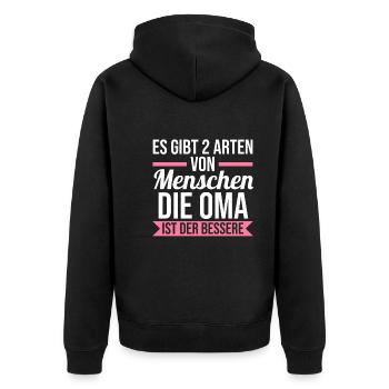 Großmutter Großmama Omi Oma - Unisex Premium Bio Zip Hoodie - Schwarz - Hinten - Nico (187cm)