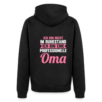 Großmutter Großmama Ruhestand Rente Omi Oma - Unisex Premium Bio Zip Hoodie - Schwarz - Hinten - Nico (187cm)