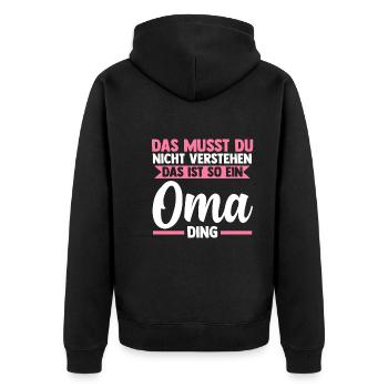 Großmutter Großmama Omi Oma - Unisex Premium Bio Zip Hoodie - Schwarz - Hinten - Nico (187cm)