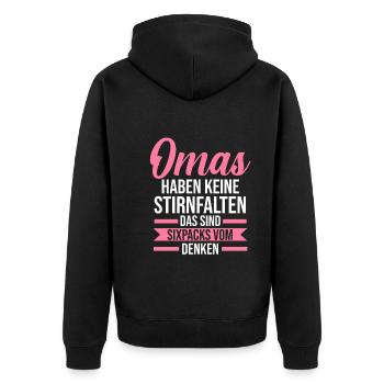 Großmutter Großmama Omi Oma - Unisex Premium Bio Zip Hoodie - Schwarz - Hinten - Nico (187cm)