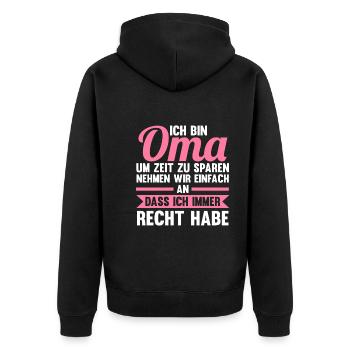 Großmutter Großmama Omi Oma - Unisex Premium Bio Zip Hoodie - Schwarz - Hinten - Nico (187cm)