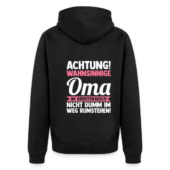 Großmutter Großmama Omi Oma - Unisex Premium Bio Zip Hoodie - Schwarz - Hinten - Nico (187cm)