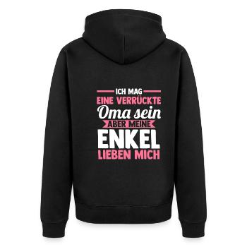 Großmutter Großmama Omi Oma - Unisex Premium Bio Zip Hoodie - Schwarz - Hinten - Nico (187cm)