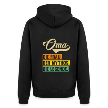 Großmutter Großmama Omi Oma - Unisex Premium Bio Zip Hoodie - Schwarz - Hinten - Nico (187cm)