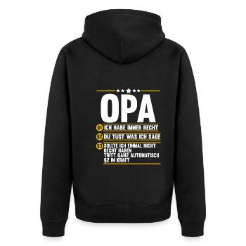 Großvater Großpapa Opi Opa - Unisex Premium Bio Zip Hoodie - Schwarz - Hinten - Nico (187cm)