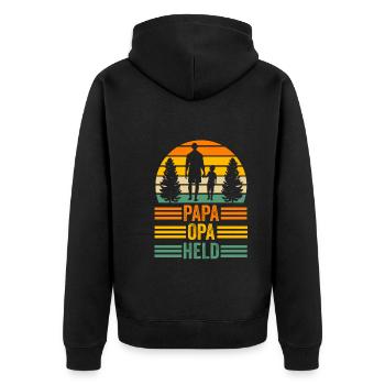 Großvater Großpapa Opi Opa - Unisex Premium Bio Zip Hoodie - Schwarz - Hinten - Nico (187cm)