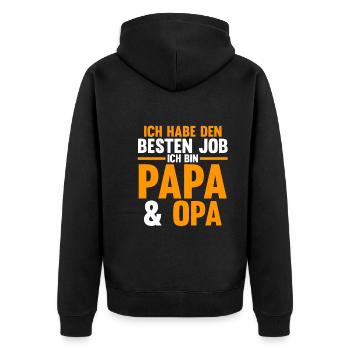 Großvater Großpapa Opi Opa - Unisex Premium Bio Zip Hoodie - Schwarz - Hinten - Nico (187cm)