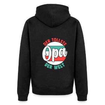Großvater Großpapa Opi Opa - Unisex Premium Bio Zip Hoodie - Schwarz - Hinten - Nico (187cm)