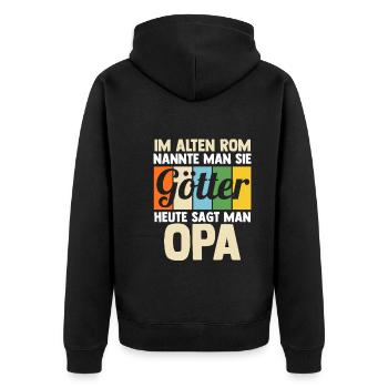 Großvater Großpapa Opi Opa - Unisex Premium Bio Zip Hoodie - Schwarz - Hinten - Nico (187cm)
