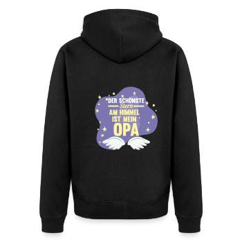 Großvater Großpapa Opi Opa - Unisex Premium Bio Zip Hoodie - Schwarz - Hinten - Nico (187cm)