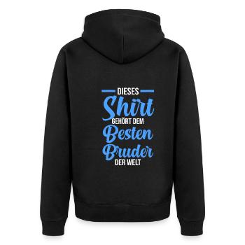 Bester Bruder der Welt - Unisex Premium Bio Zip Hoodie - Schwarz - Hinten - Nico (187cm)