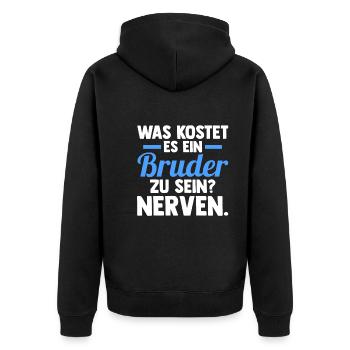 Geschwister Familie Brüder Bruder - Unisex Premium Bio Zip Hoodie - Schwarz - Hinten - Nico (187cm)