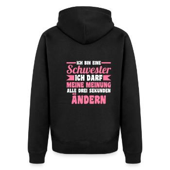 Geschwister Familie Schwestern Schwester - Unisex Premium Bio Zip Hoodie - Schwarz - Hinten - Nico (187cm)