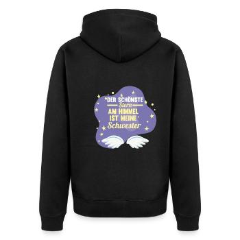Geschwister Familie Schwestern Schwester - Unisex Premium Bio Zip Hoodie - Schwarz - Hinten - Nico (187cm)