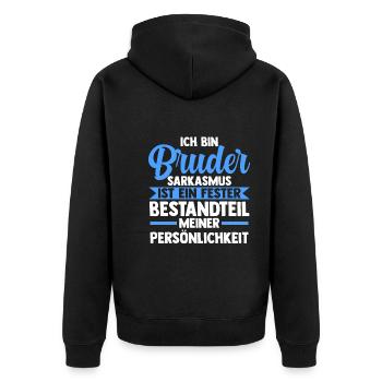 Geschwister Familie Brüder Bruder - Unisex Premium Bio Zip Hoodie - Schwarz - Hinten - Nico (187cm)