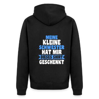 Geschwister Brüder Schwester Bruder - Unisex Premium Bio Zip Hoodie - Schwarz - Hinten - Nico (187cm)